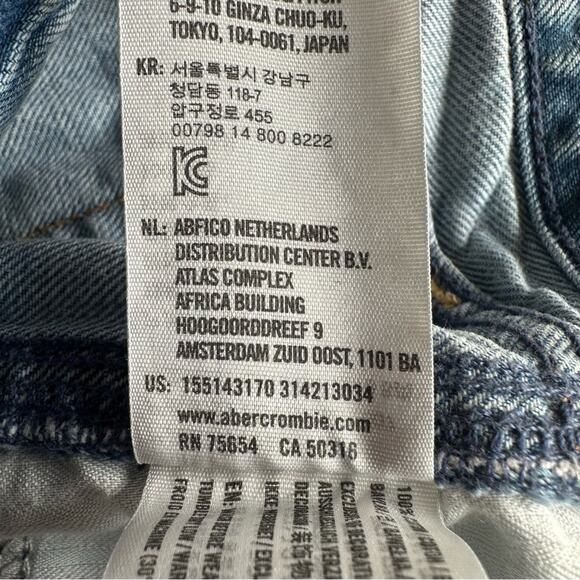 Abercrombie & Fitch Wide Leg Jeans Cropped Raw Hem Two Tone Women’s 27 Boho - Picture 9 of 16